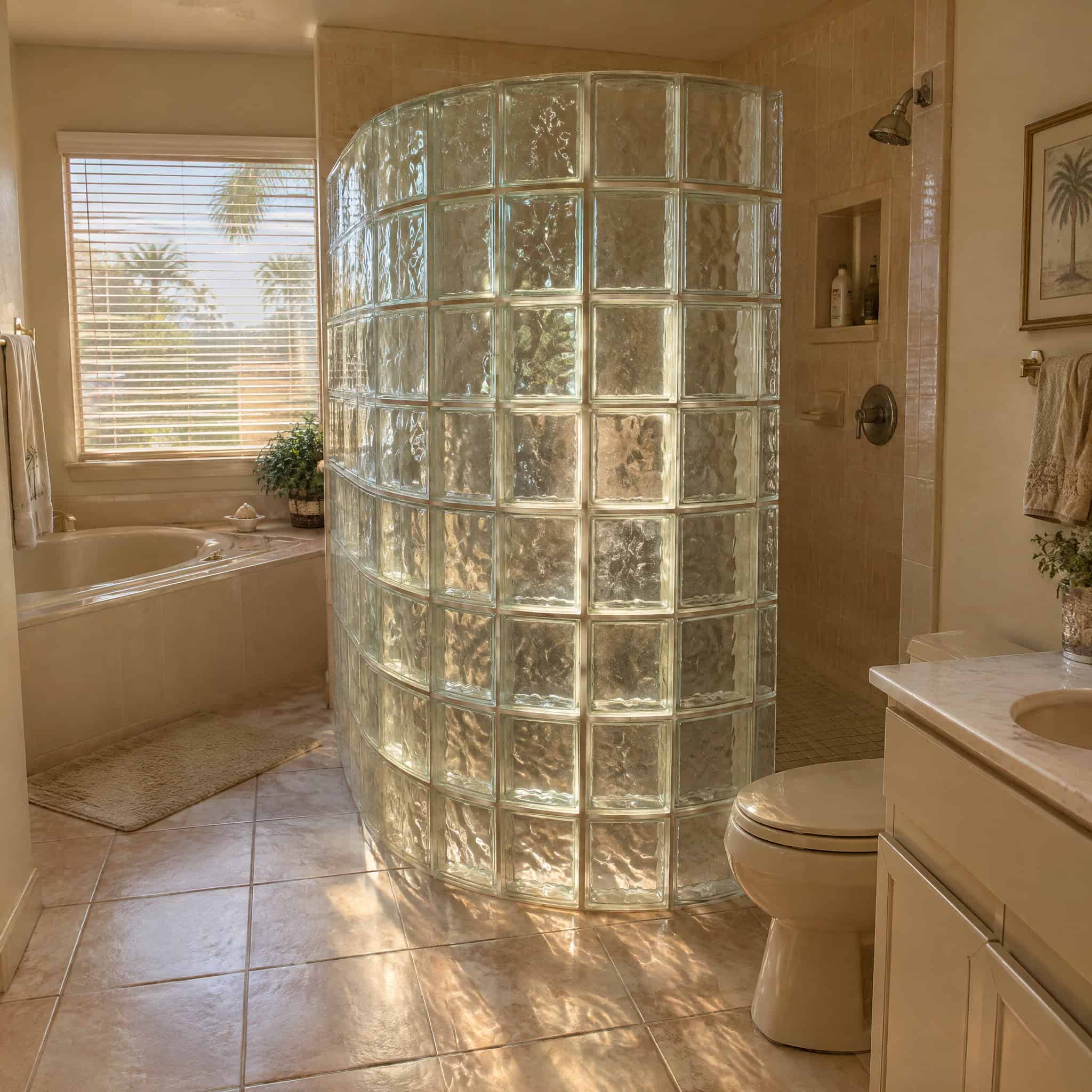 Glass Block Shower Walls and Windows