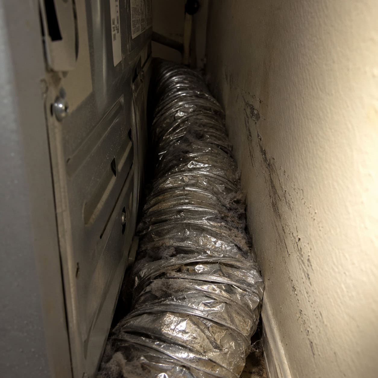 Flexible Foil Dryer Duct Crushed Behind the Machine