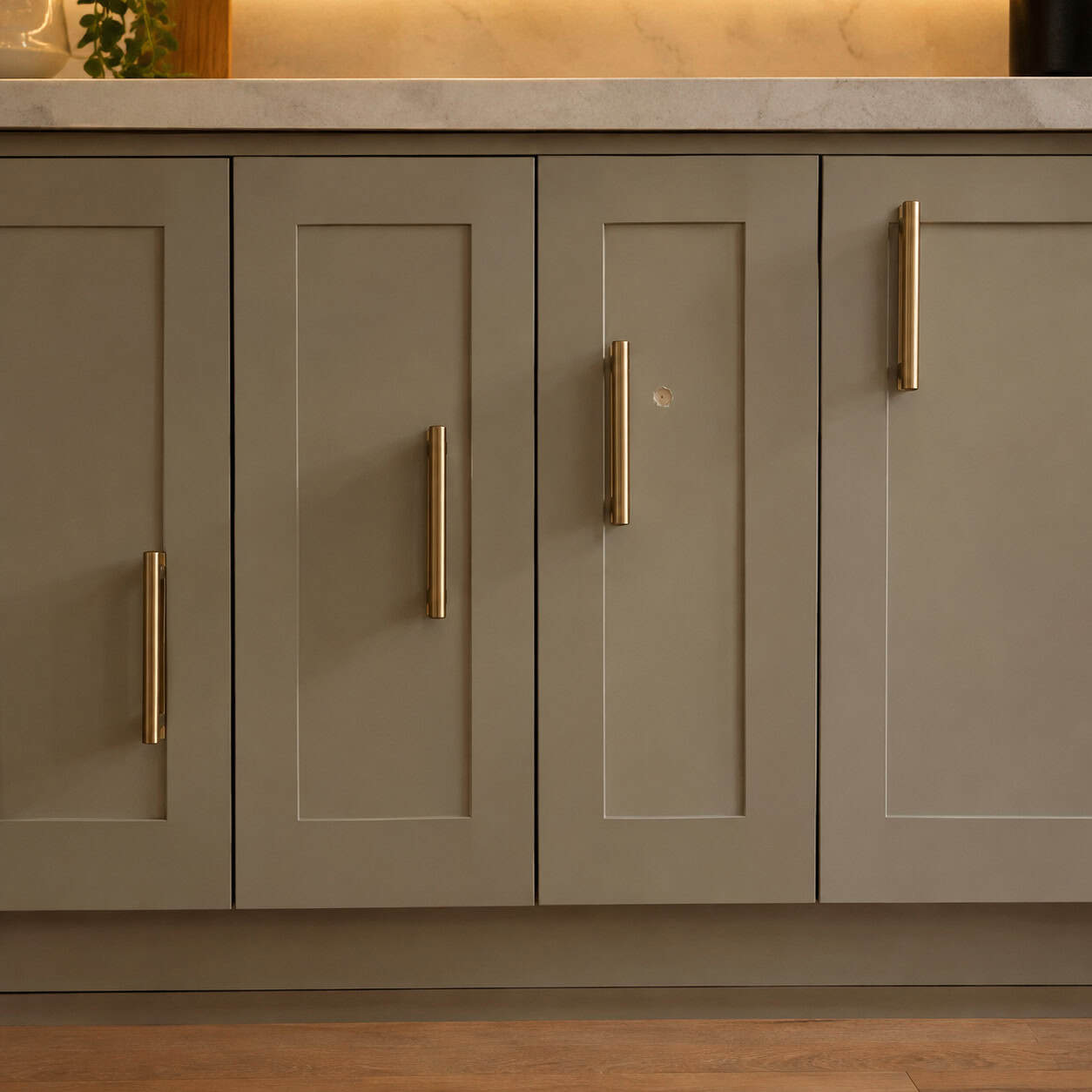 Knobs and pulls drilled by eye