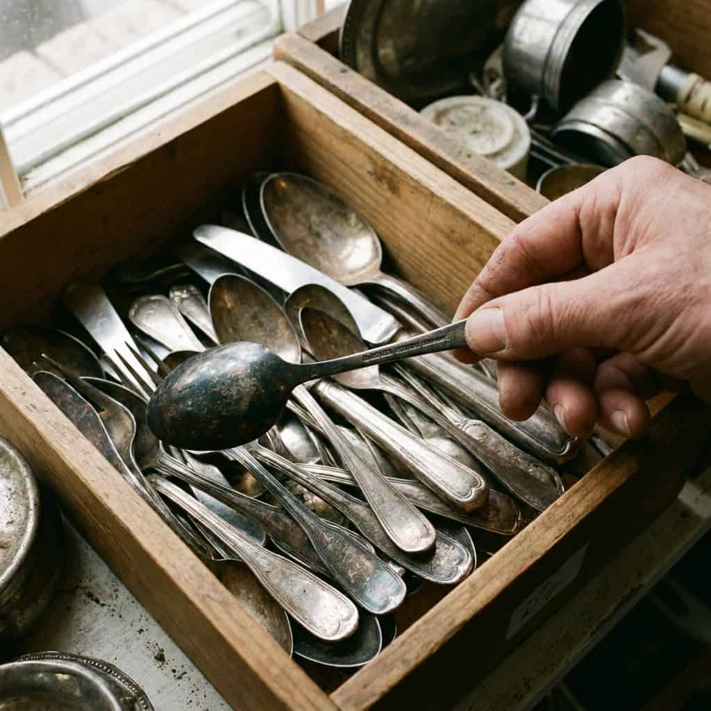 Sterling Silver Flatware in the Loose Utensil Bin