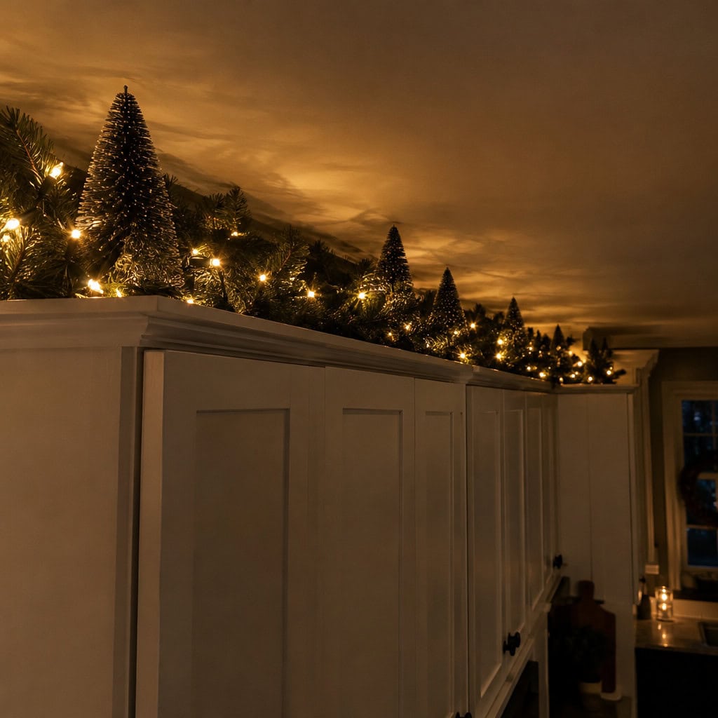 A Lit Garland in the Above-Cabinet Gap
