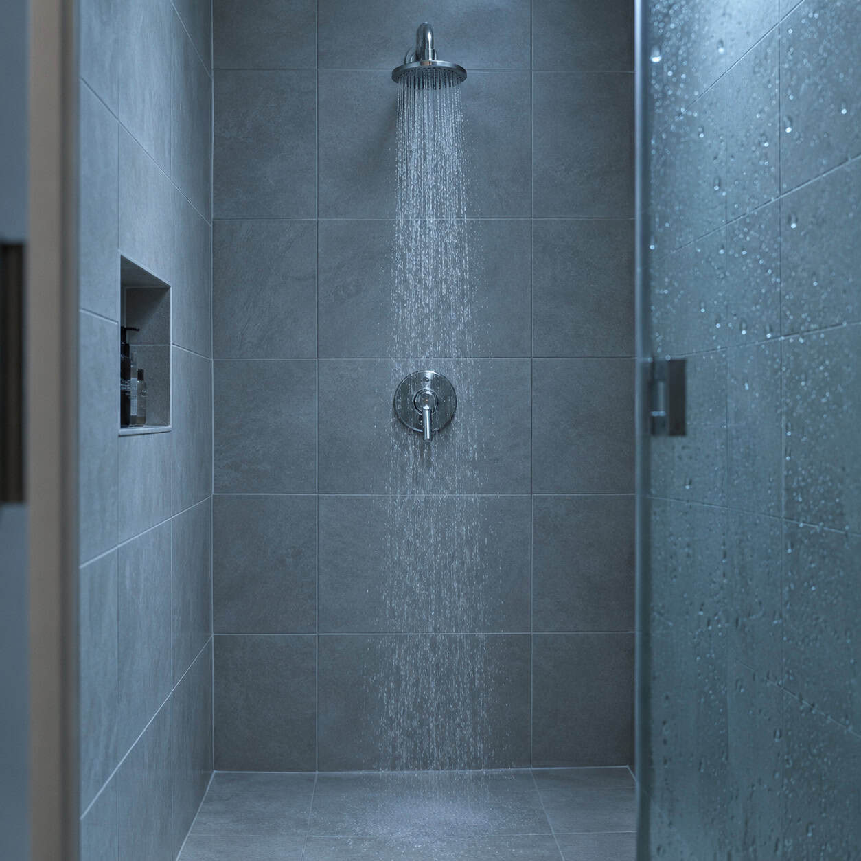 Putting the shower valve on the back wall