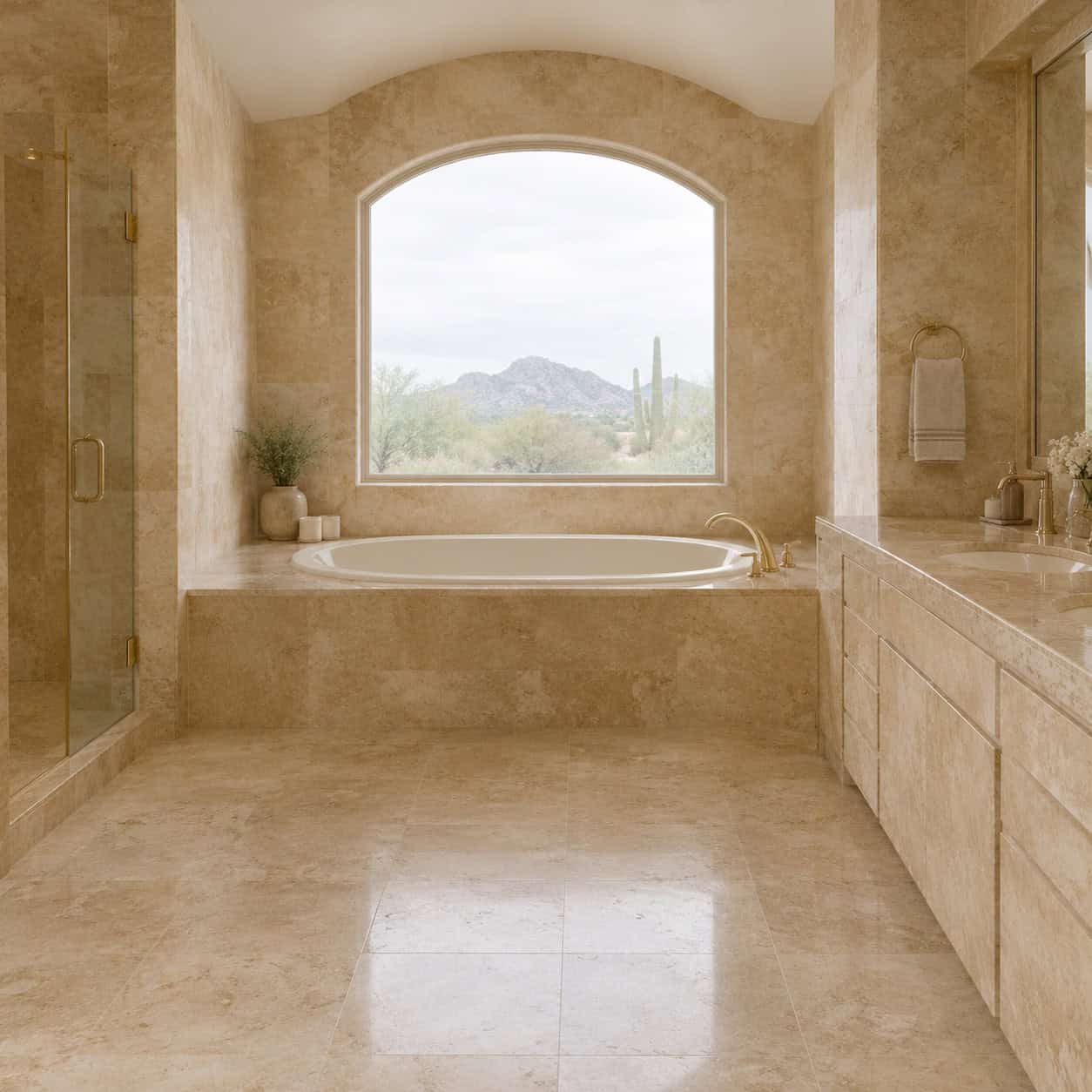 Tone-on-Tone Travertine Drenching