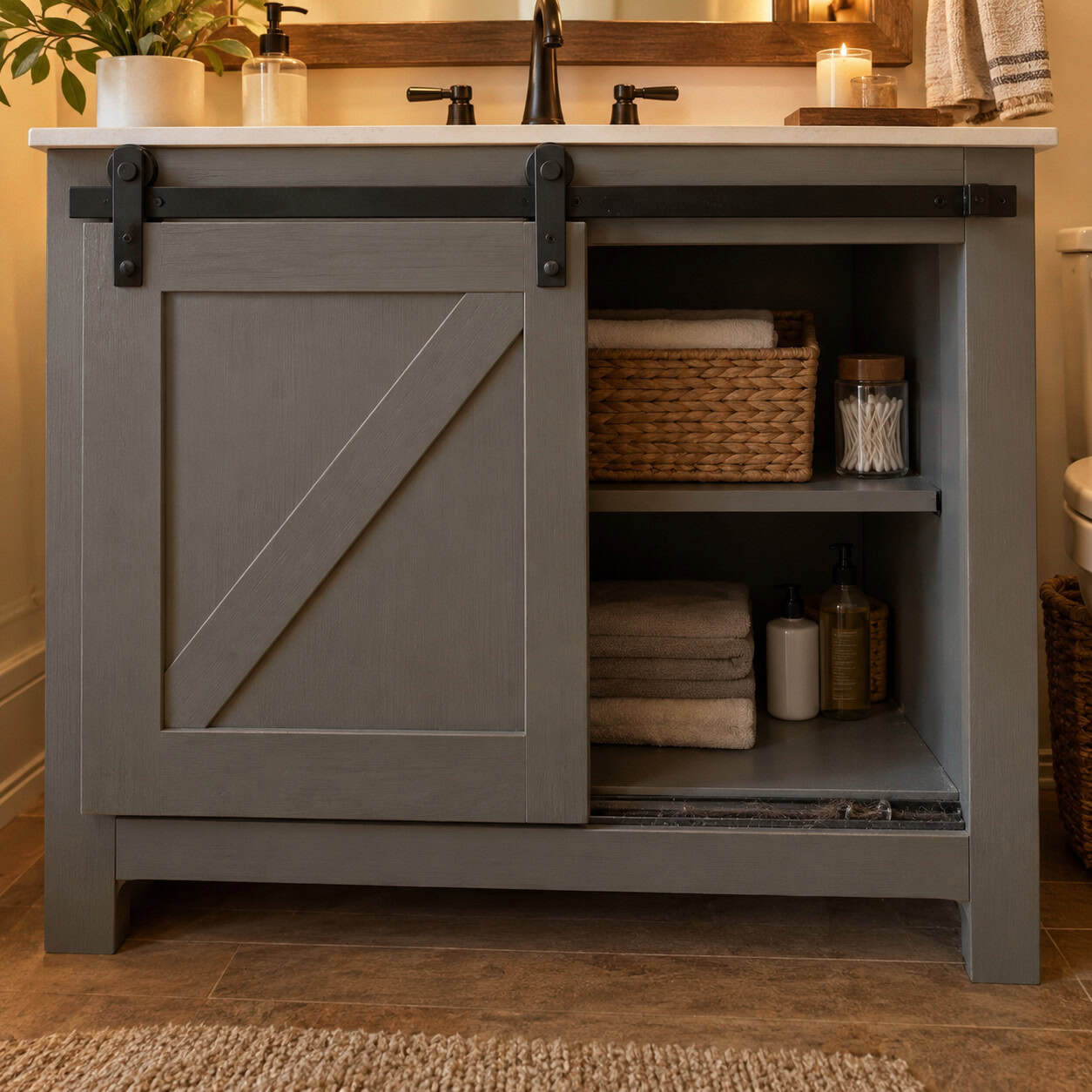 A Sliding Barn-Door Vanity Front
