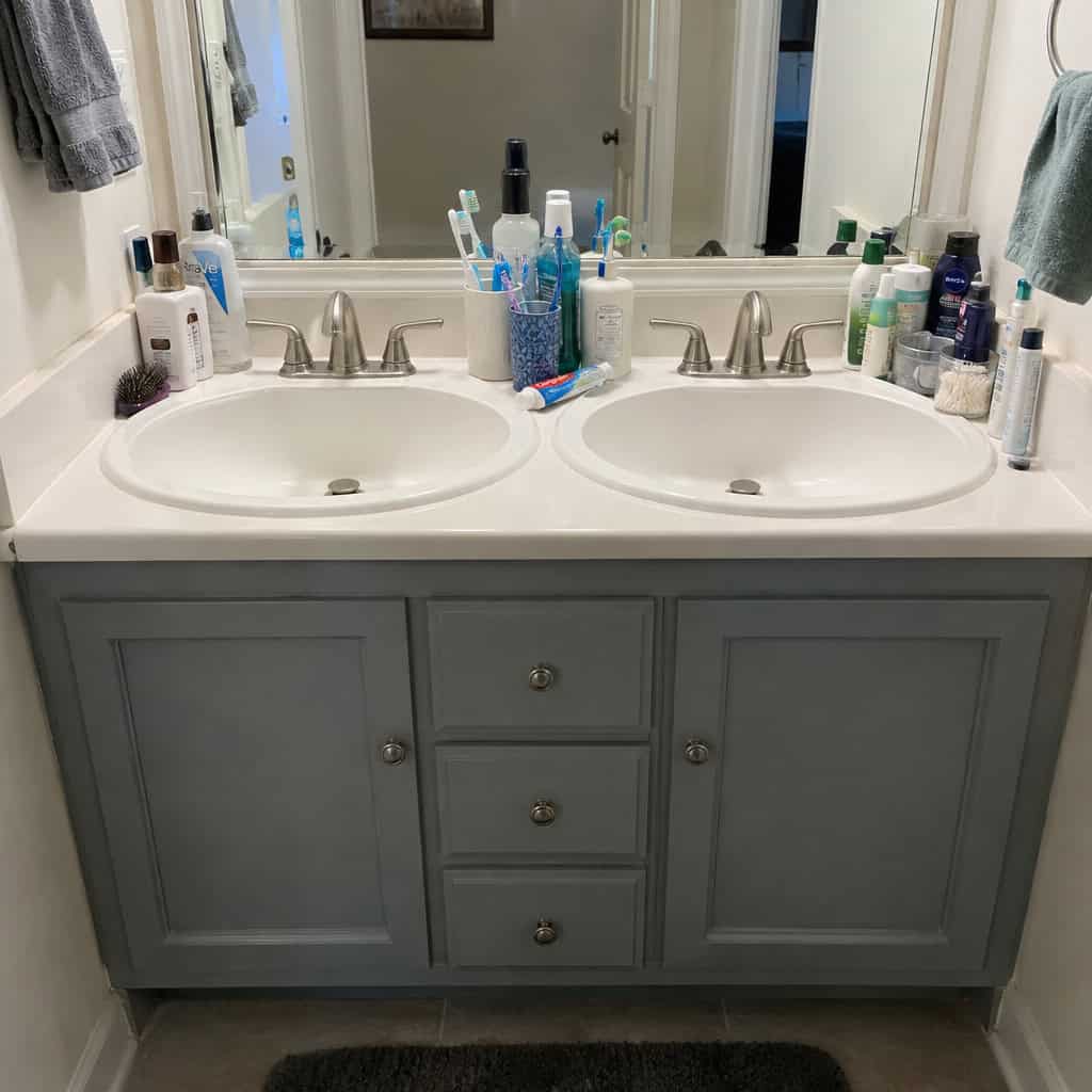 Two Sinks Crammed Into a 60-Inch Vanity