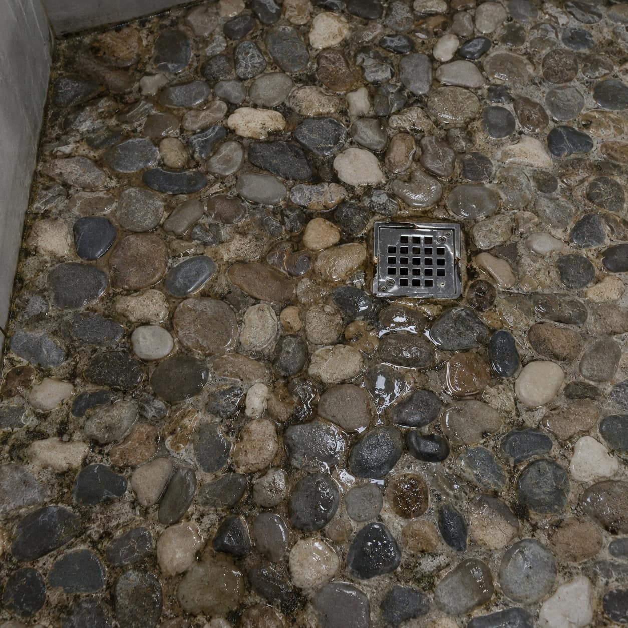 River-Rock Pebble Shower Floors