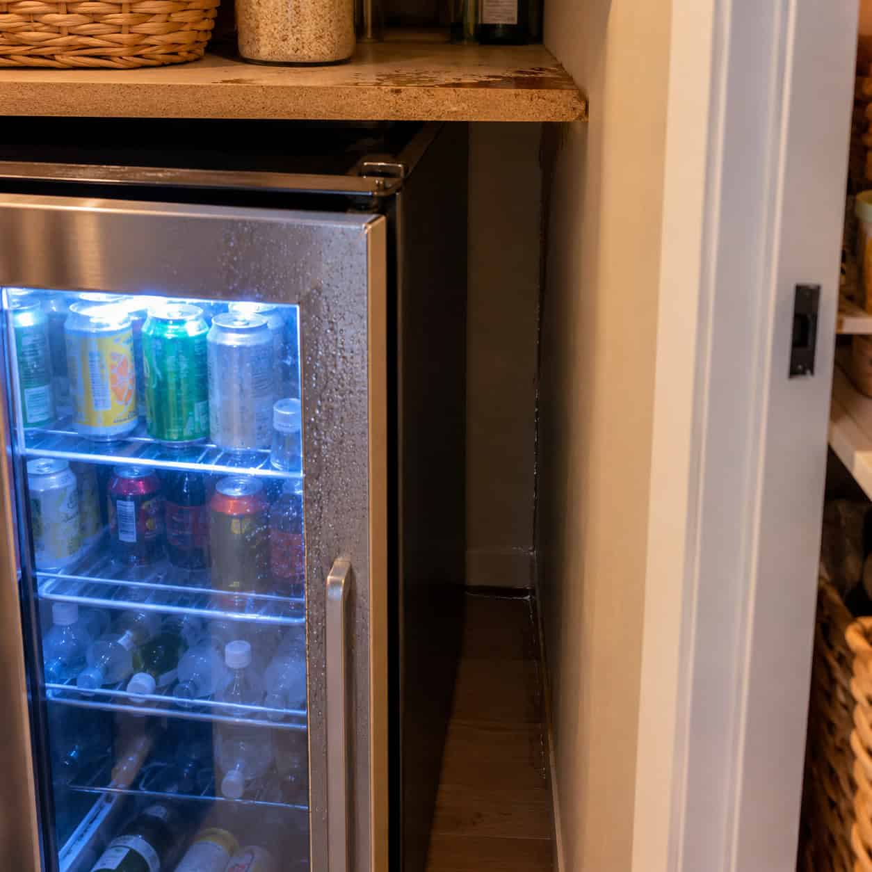 A Beverage Fridge Tucked Into the Pantry