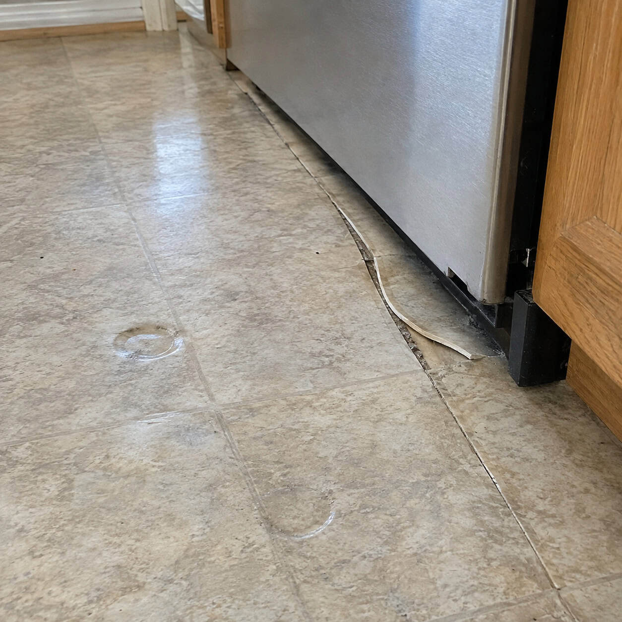 Sheet Vinyl Seams at the Dishwasher