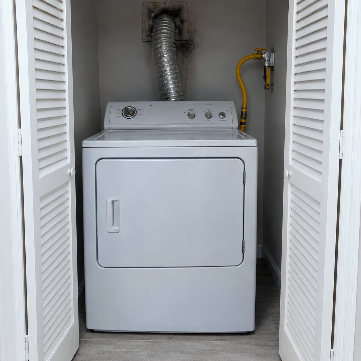 A Gas Dryer Sealed Into an Airtight Closet