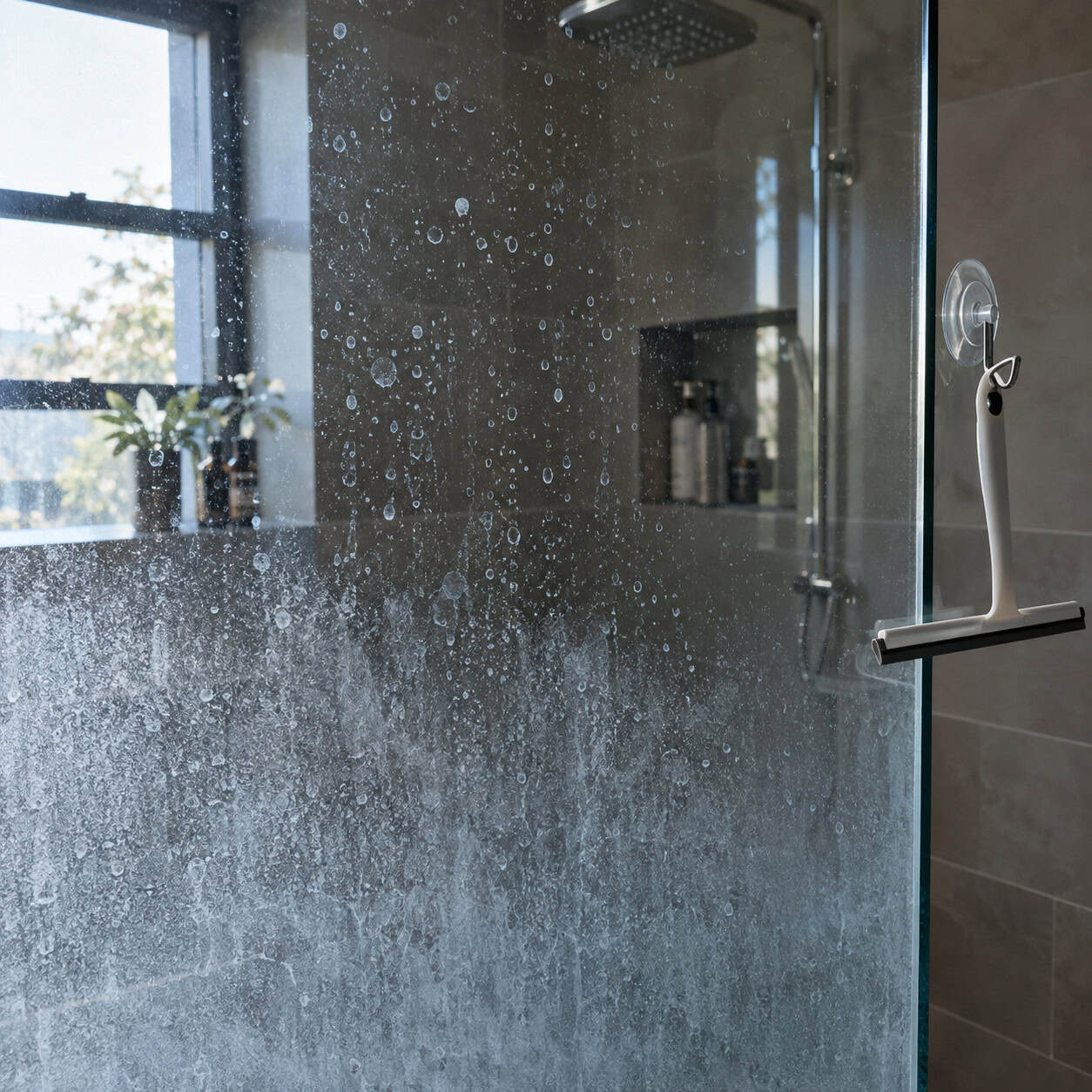Frameless glass in a hard-water house