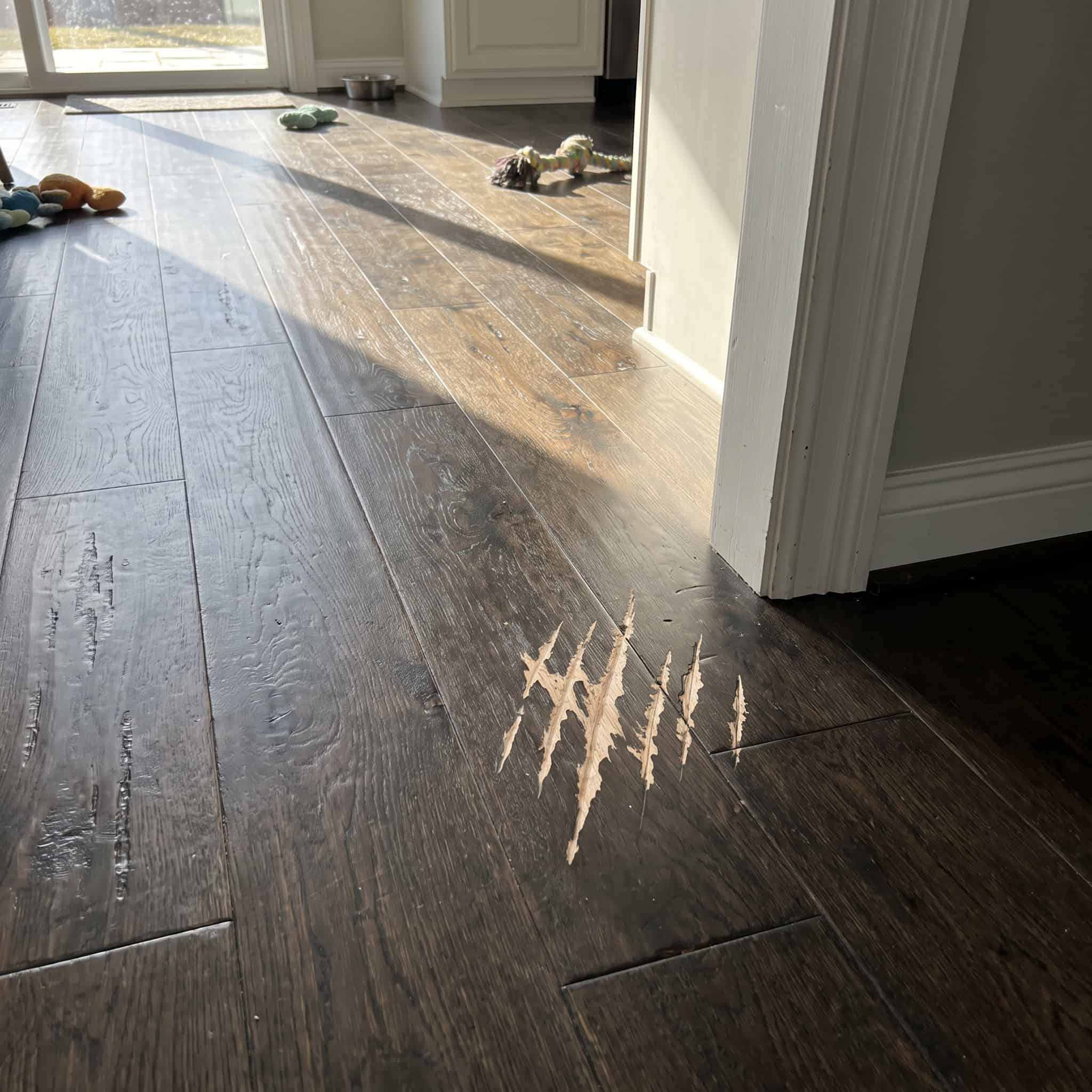 Hand-Scraped Wood Sold as "Hides Scratches"
