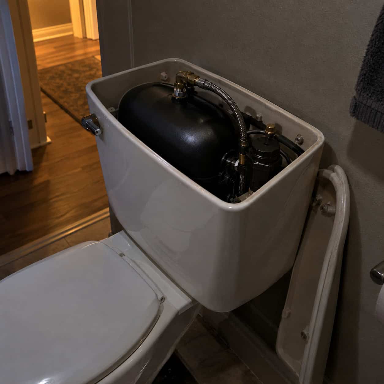 The Pressure-Assist Toilet in a Bedroom Wing
