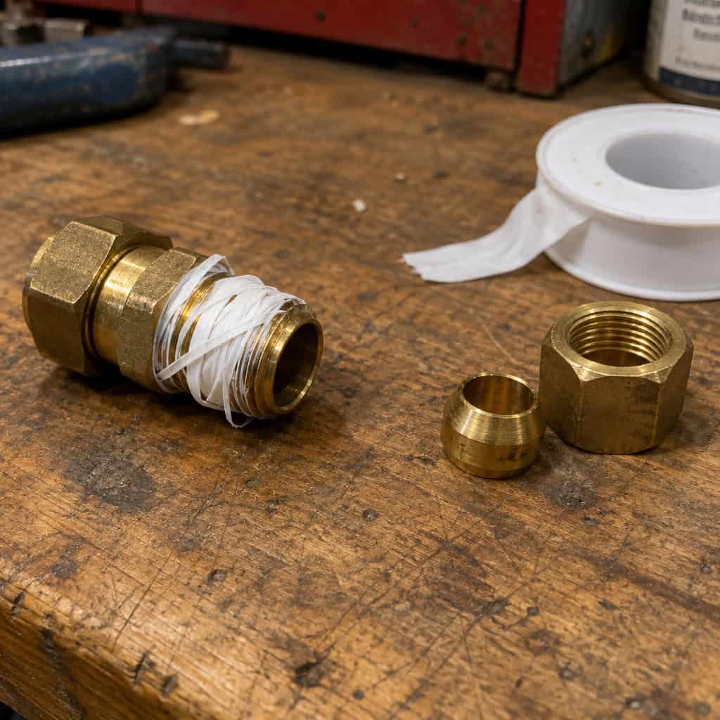 Wrap Teflon Tape Around a Compression Fitting