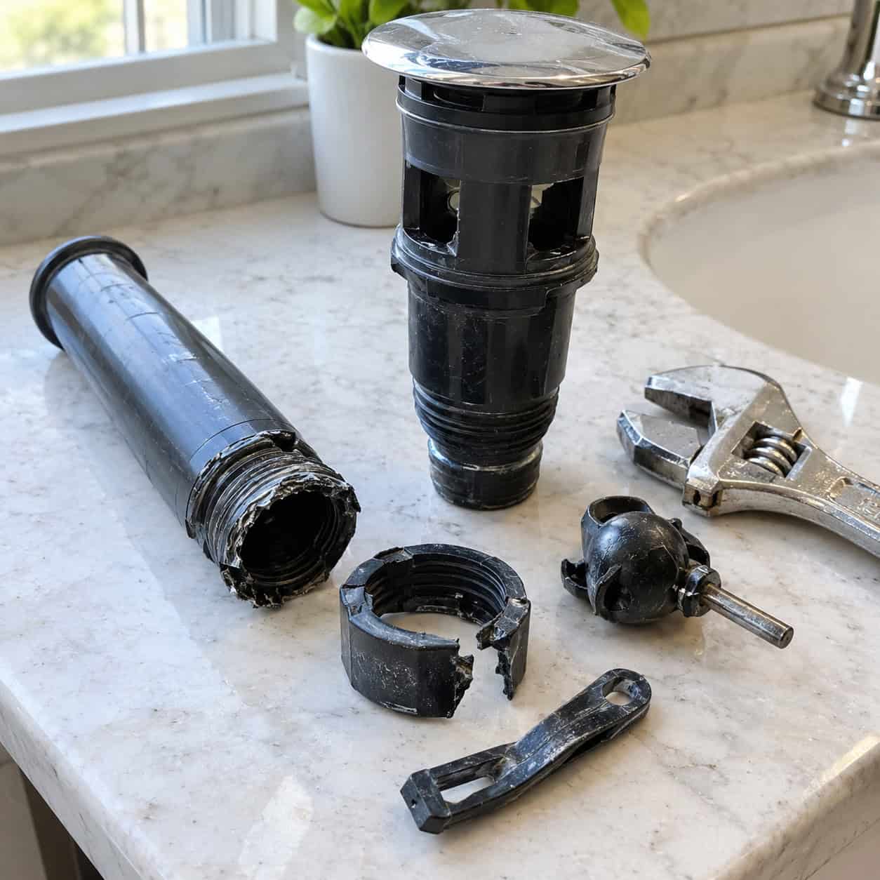 The Plastic Pop-Up Drain Assembly and Lift Rod