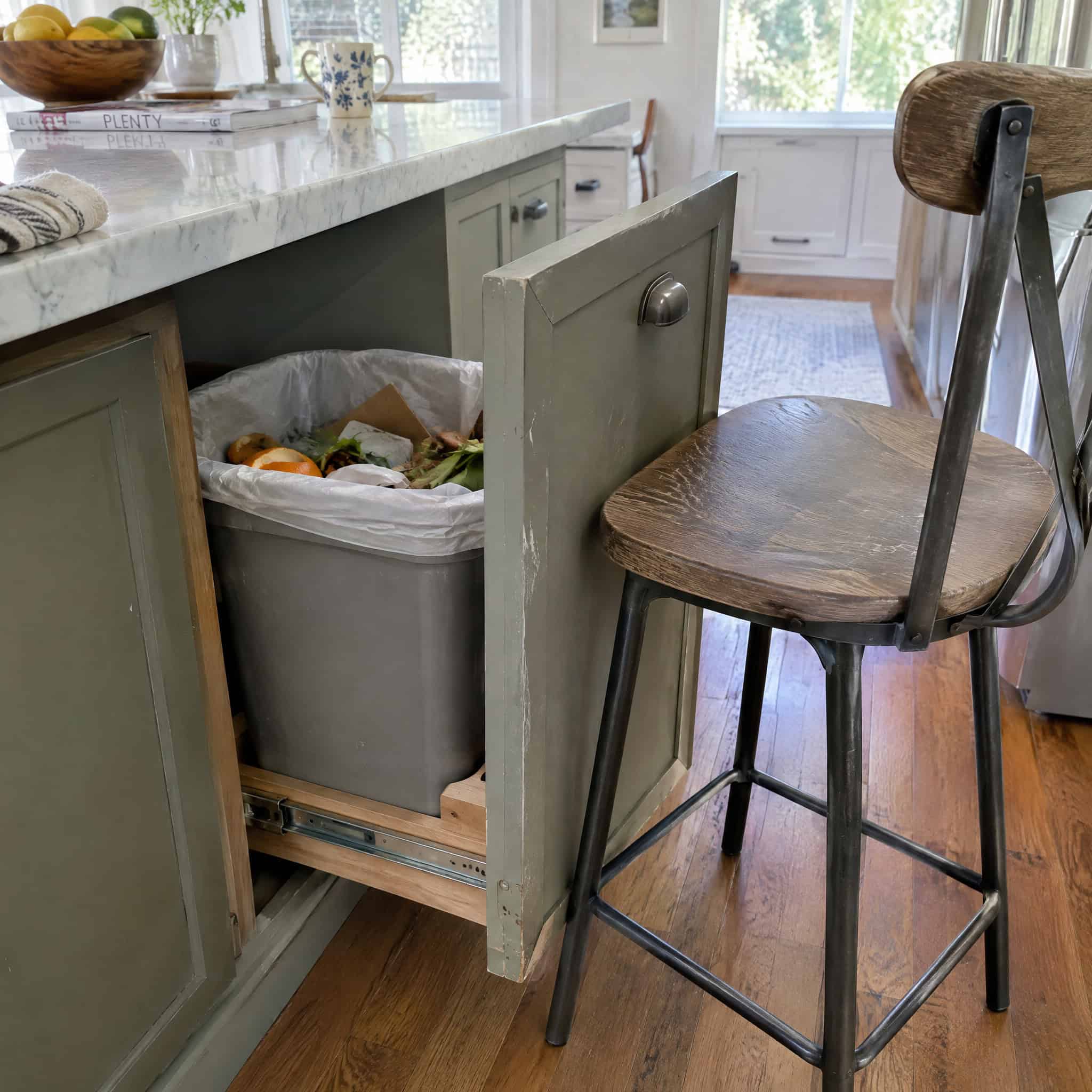 The Trash Pull-Out Under the Seating Side