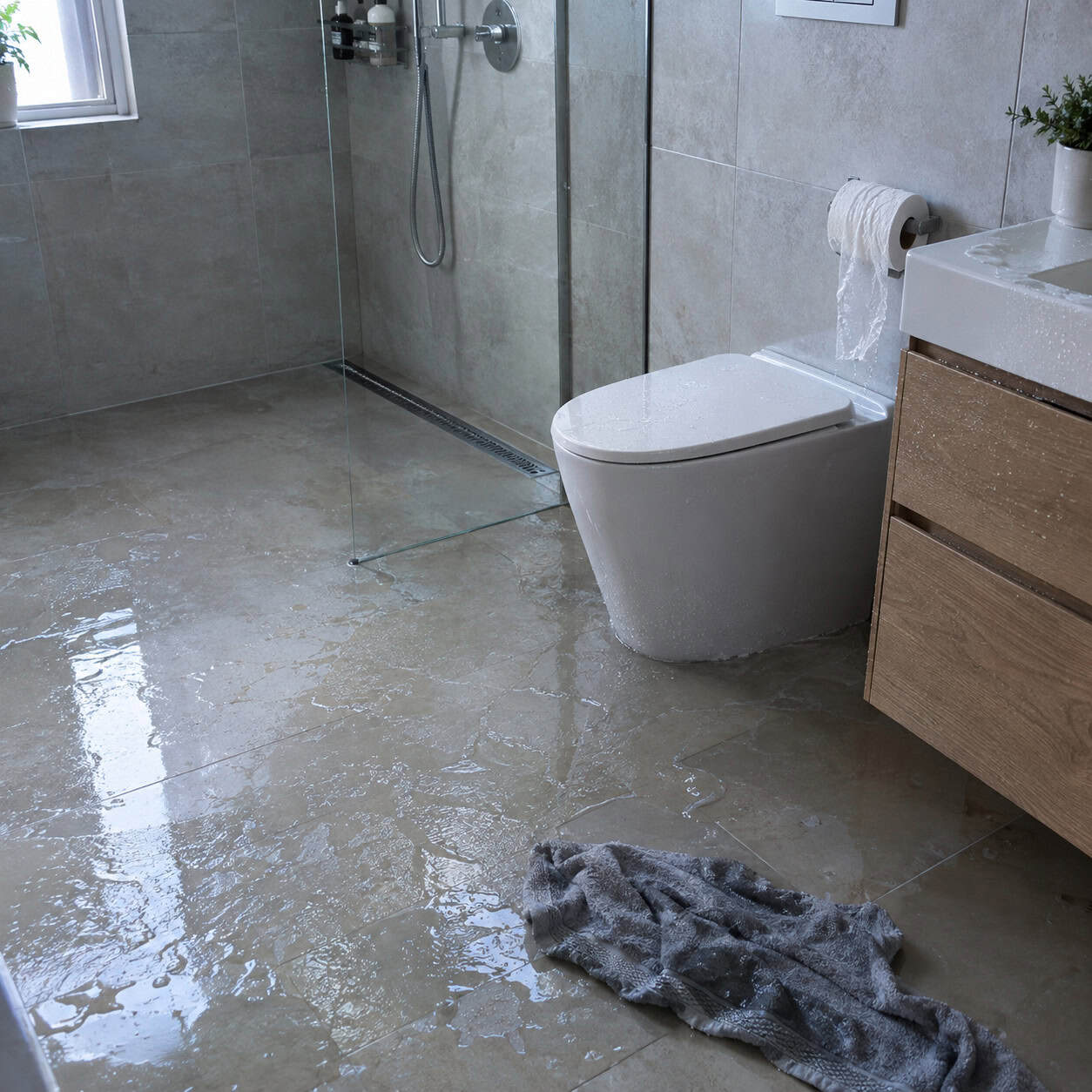 A Curbless Wet Room in a Small Bathroom