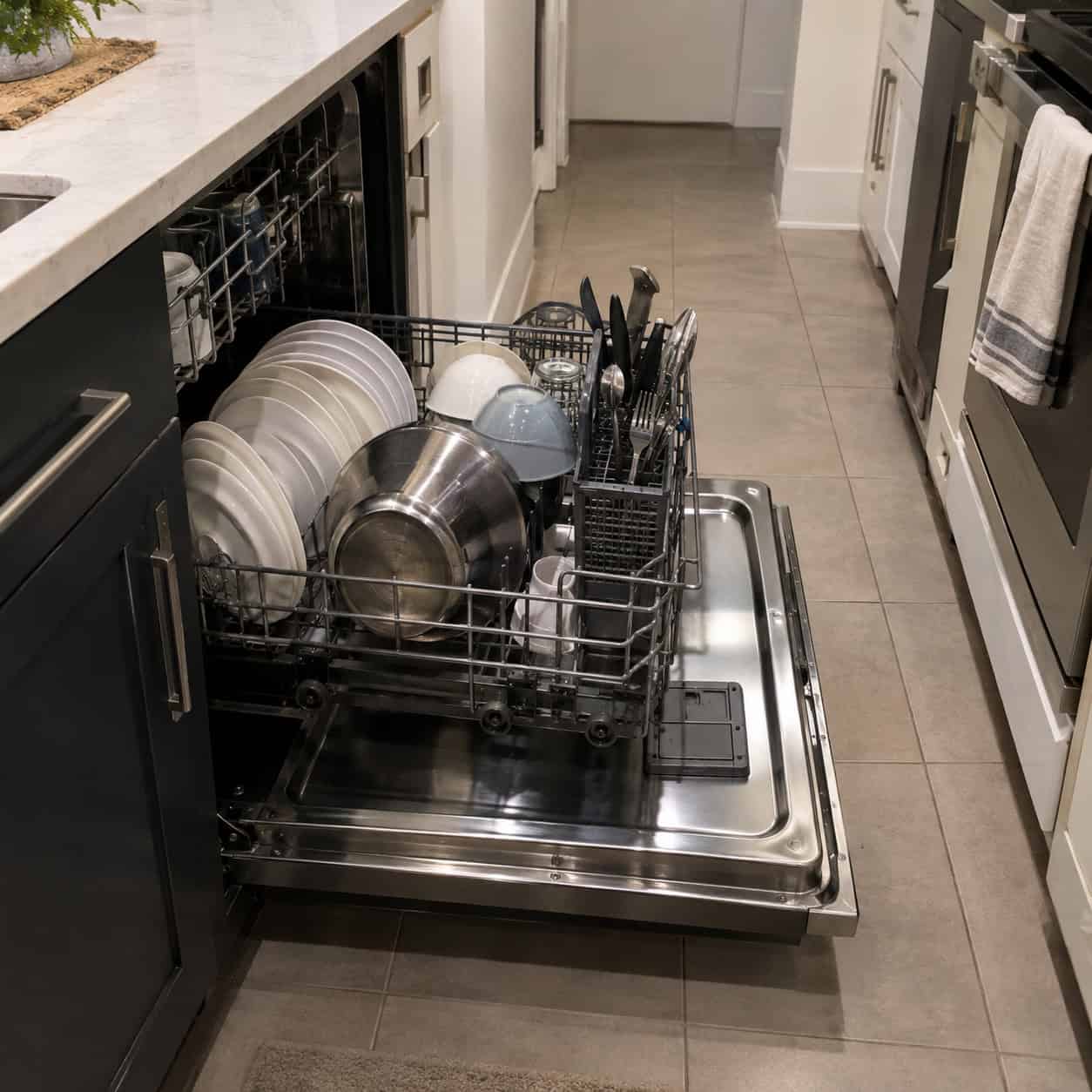 A Dishwasher Whose Door Blocks the Aisle