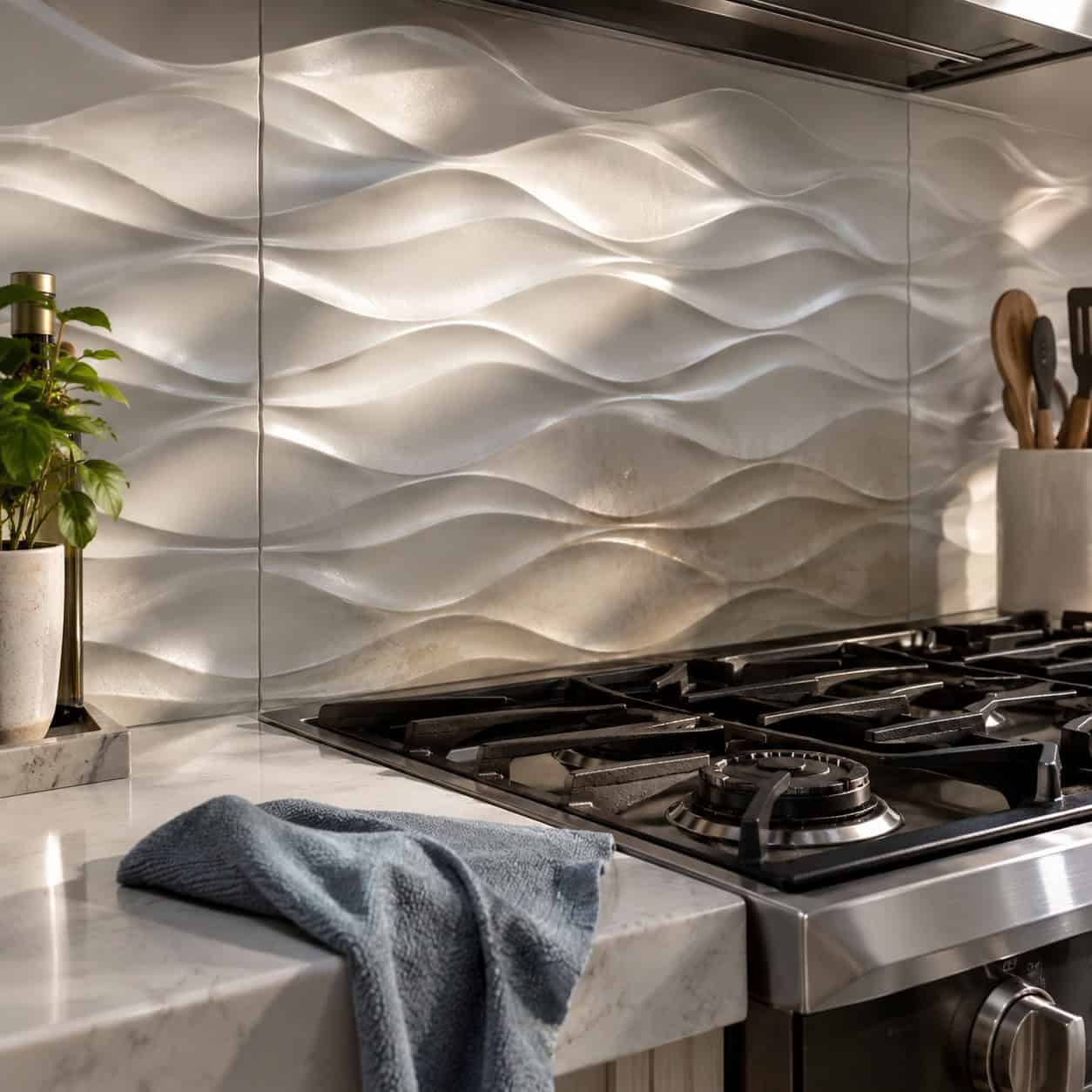 3D Sculptural Wave and Geometric Tile