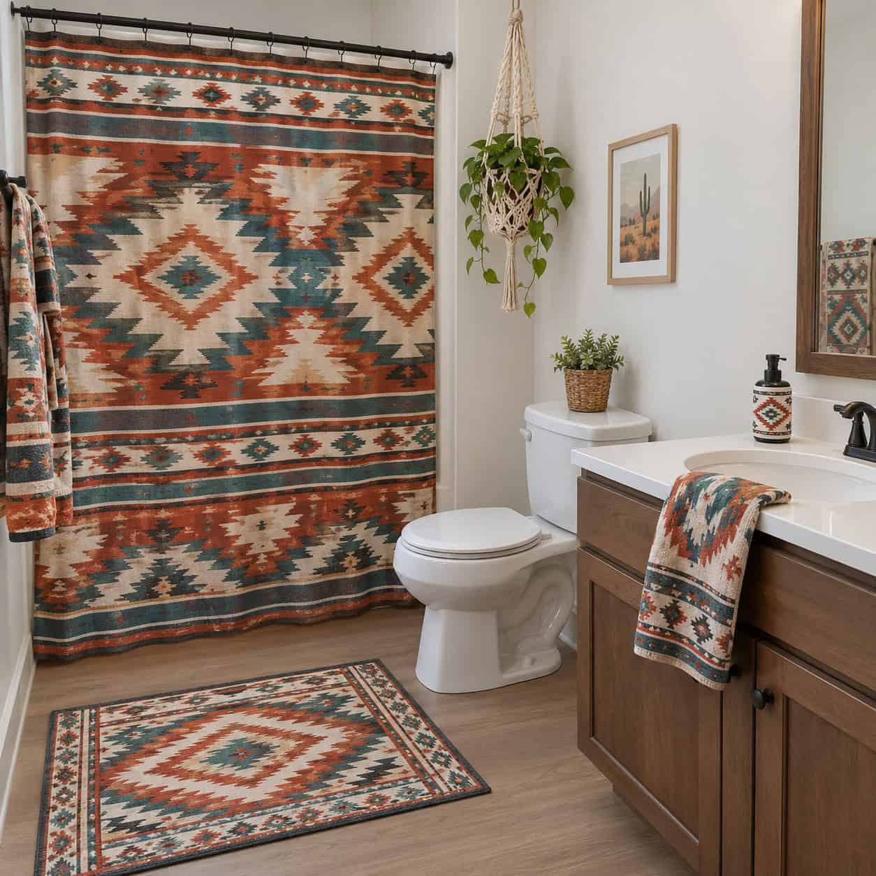 Mass-Produced "Navajo-Print" Textiles and Macramé Styling