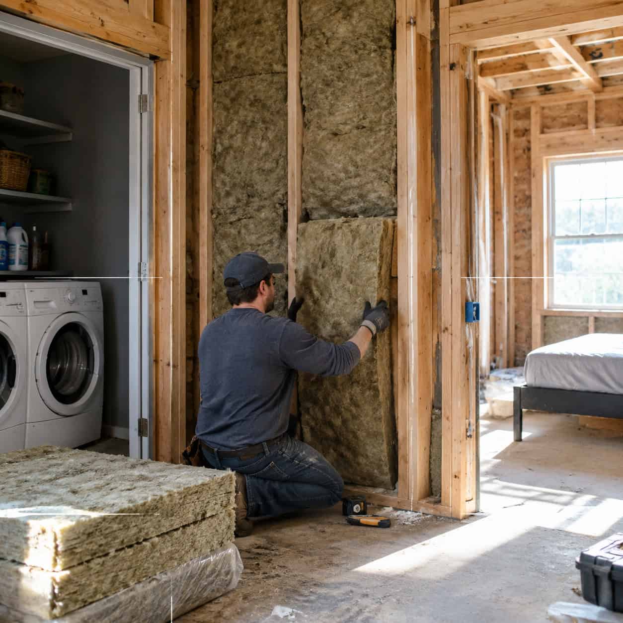 A Laundry Closet Sharing a Wall With a Bedroom