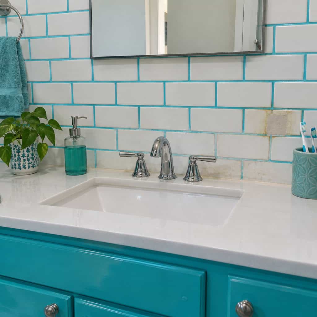 Turquoise Grout and Turquoise Vanities
