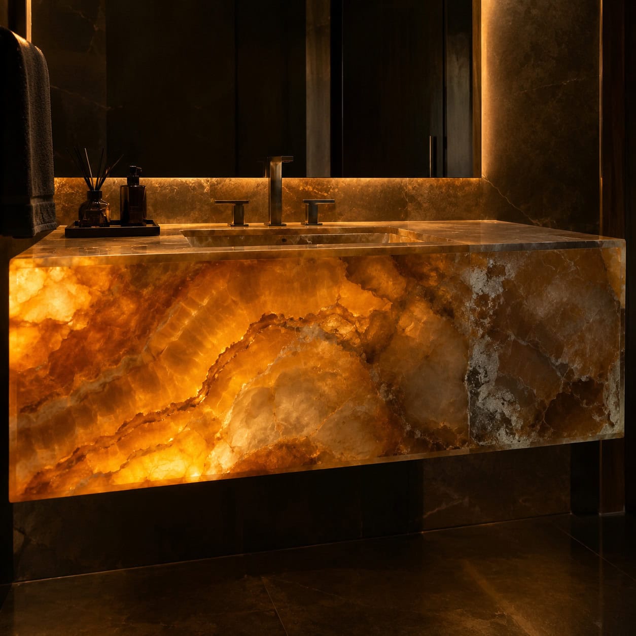 Backlit Onyx Vanity Panels