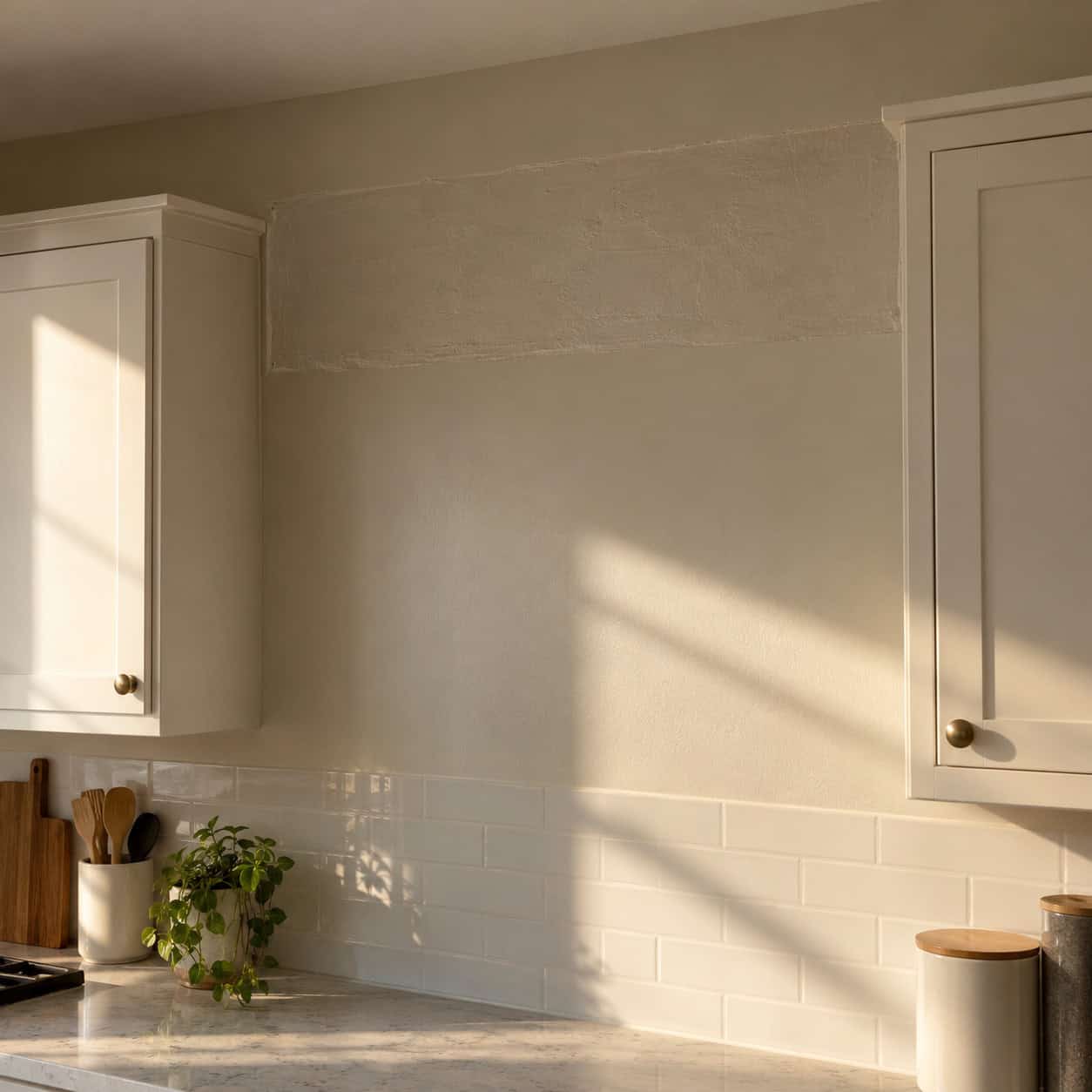Drywall texture that changes mid-wall