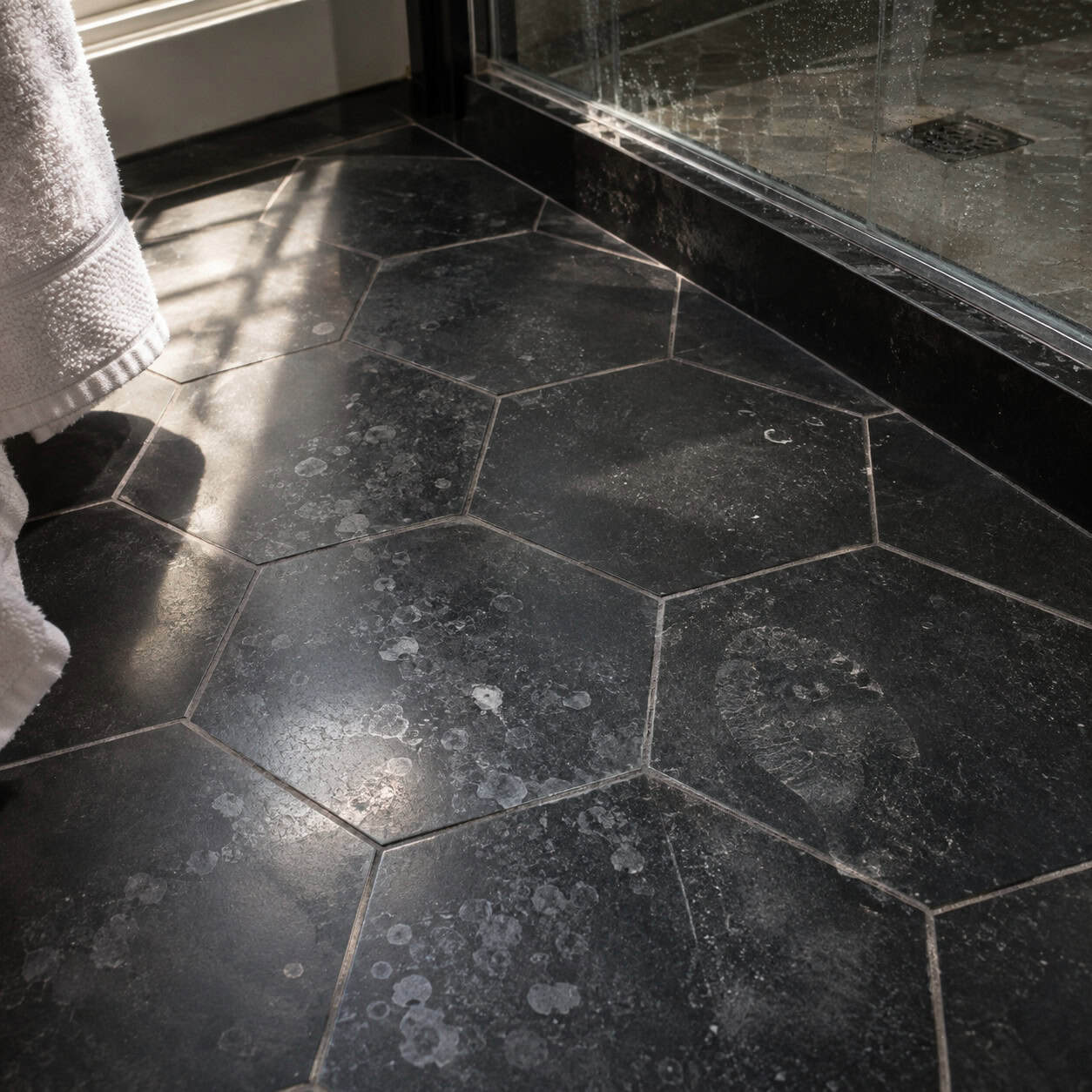 Matte Black Hexagon Floor Tile