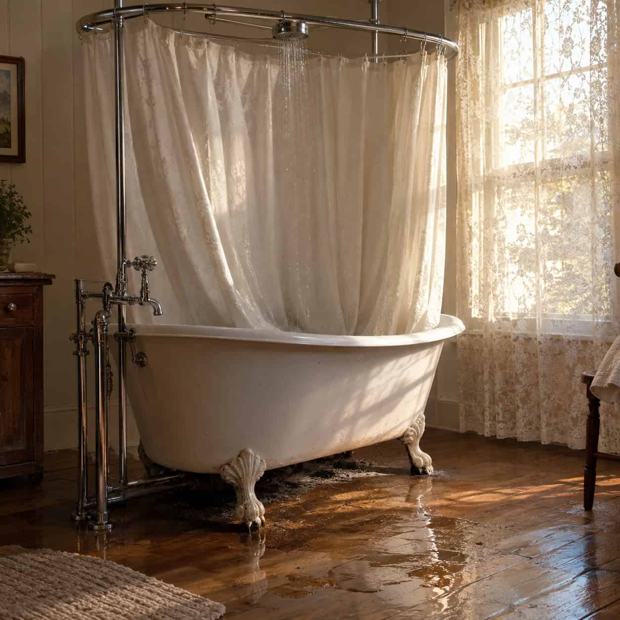 Clawfoot Tub With a Shower Ring