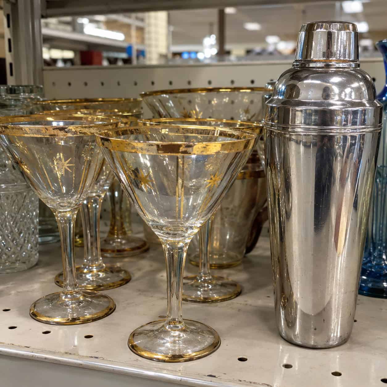 Mid-Century Barware and Gilded Cocktail Glasses