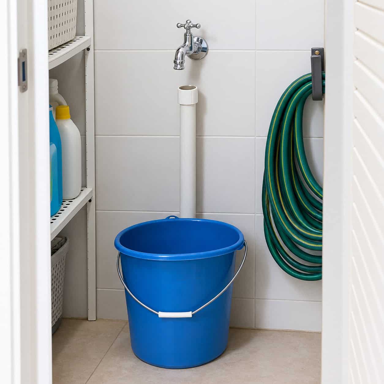 No Utility Sink or Bucket Drain Anywhere Nearby