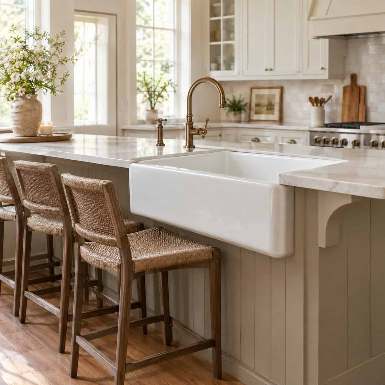 A Full-Height Apron Sink in the Island