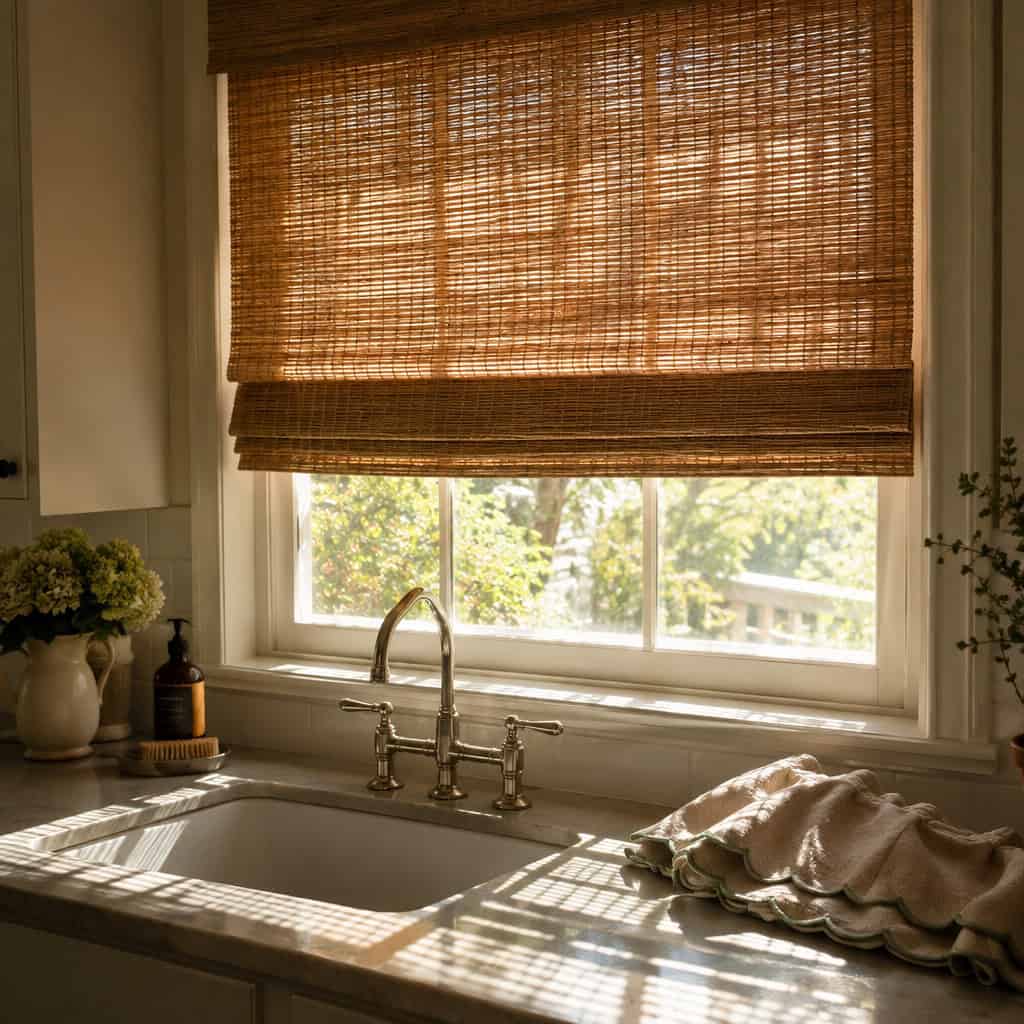 Replace the Dated Valance With a Woven Roman Shade