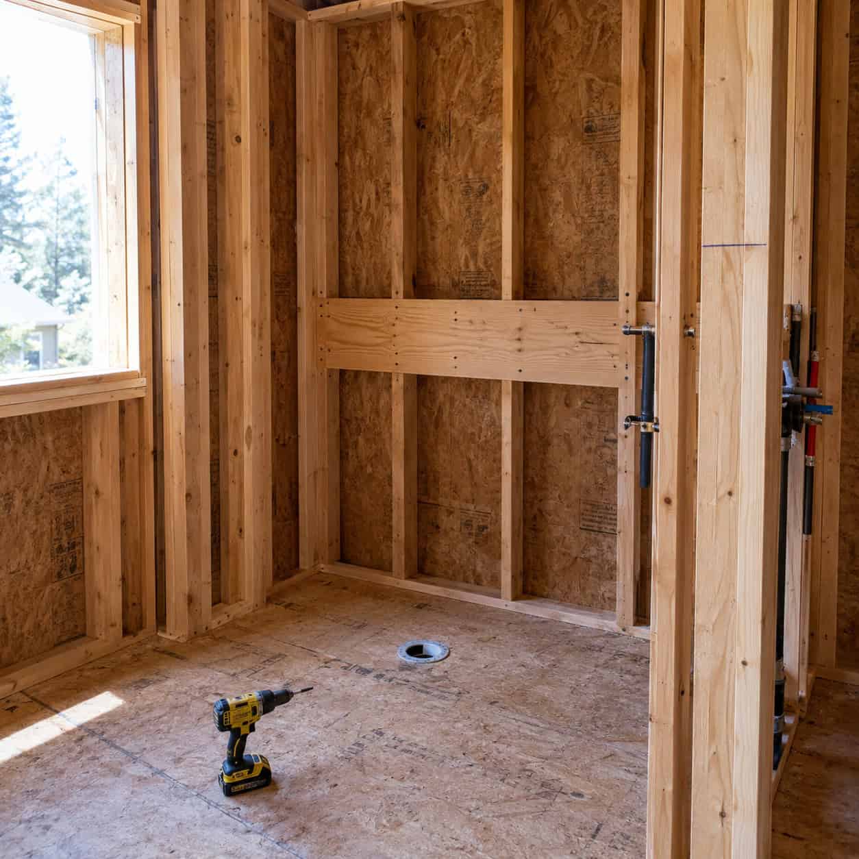 No blocking in the walls for future grab bars